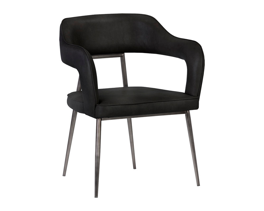 Sunpan Kenny Dining Armchair - Bravo Black/Metal