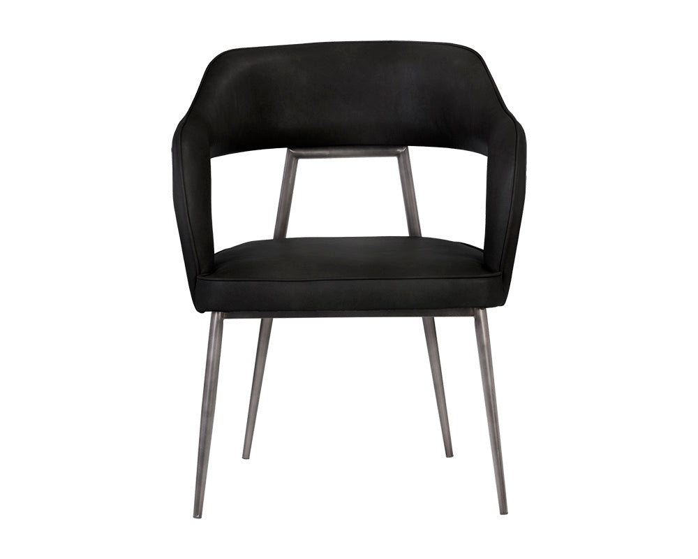 Sunpan Kenny Dining Armchair - Bravo Black/Metal