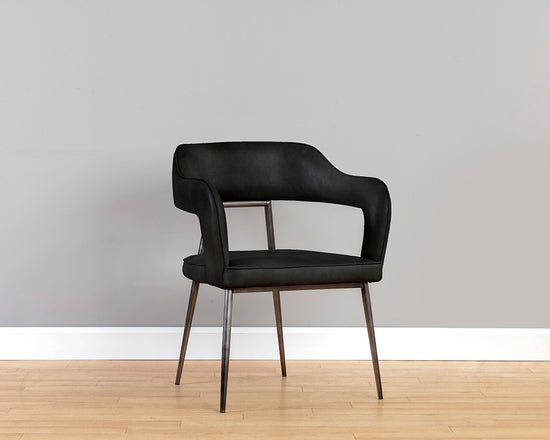 Sunpan Kenny Dining Armchair - Bravo Black/Metal