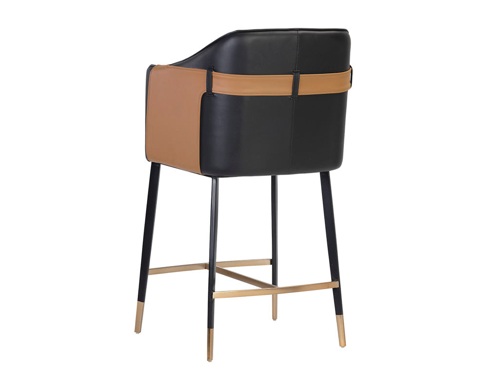 Sunpan Carter Counter Stool - Napa Beige And Napa Tan/Napa Black And Napa Cognac