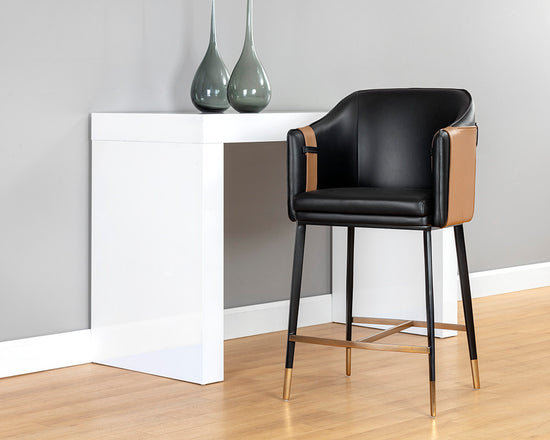 Sunpan Carter Counter Stool - Napa Beige And Napa Tan/Napa Black And Napa Cognac
