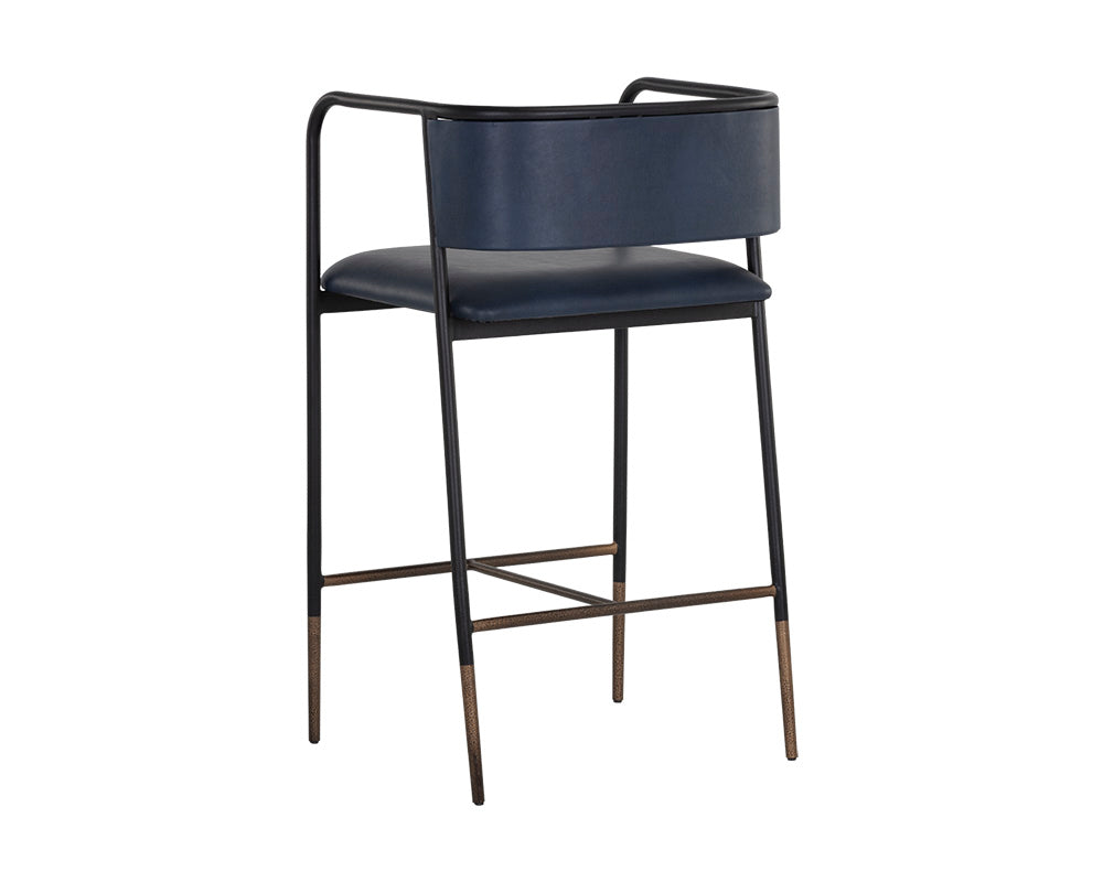 Sunpan Brenan Counter Stool in Bravo Admiral / Cognac / Zenith Alabaster