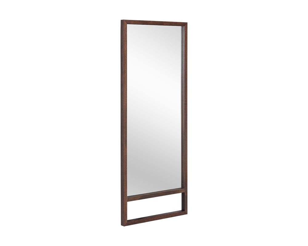 Sunpan Bridgeport Floor Mirror in Dark Brown/Natural