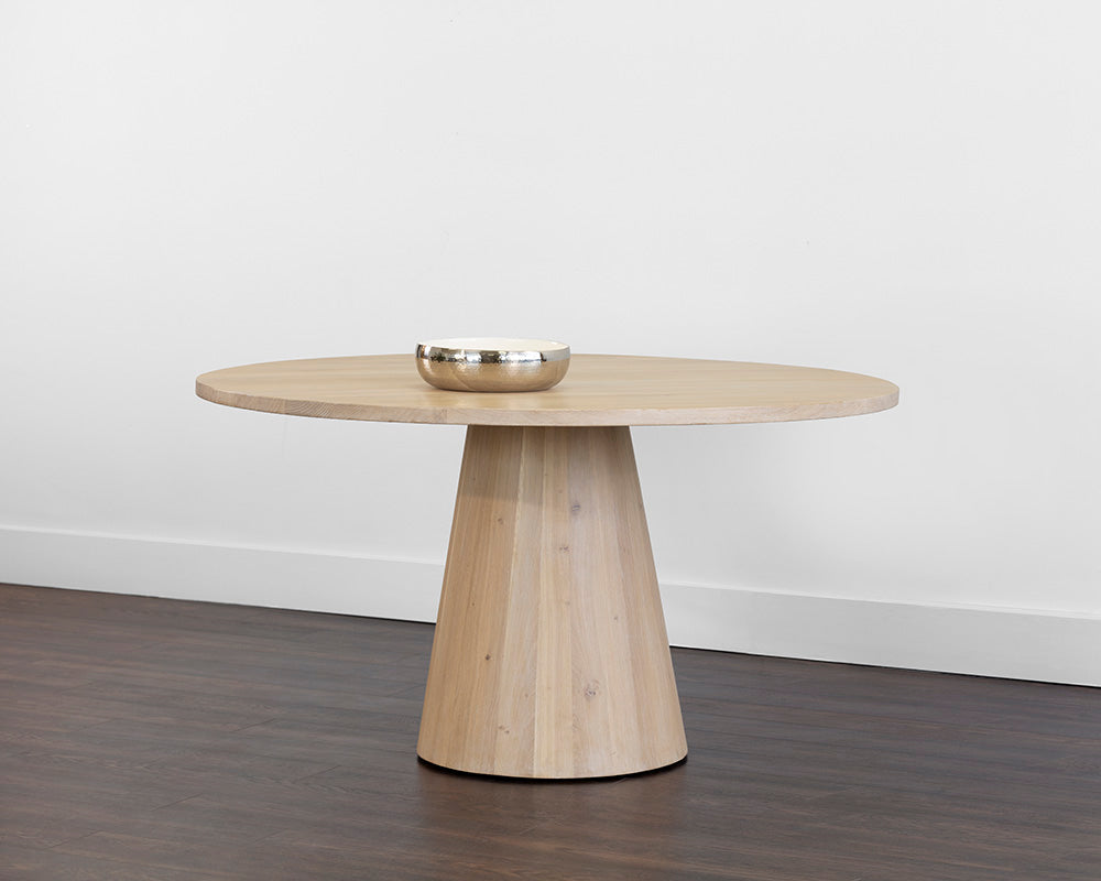 Sunpan Althea Dining Table - Round in Brown Oak/Light Oak 54"