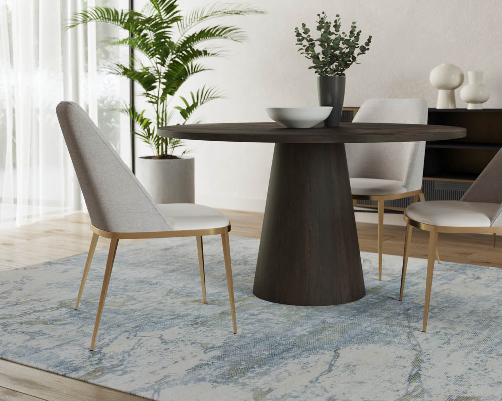 Sunpan Althea Dining Table - Round in Brown Oak/Light Oak 54"