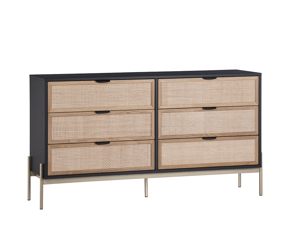 Sunpan Avida Dresser in Gold and Black/Natural