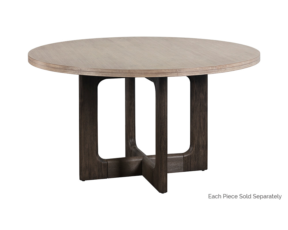 Sunpan Cypher Dining Table Base in Wood and Dark Brown / White Ceruse