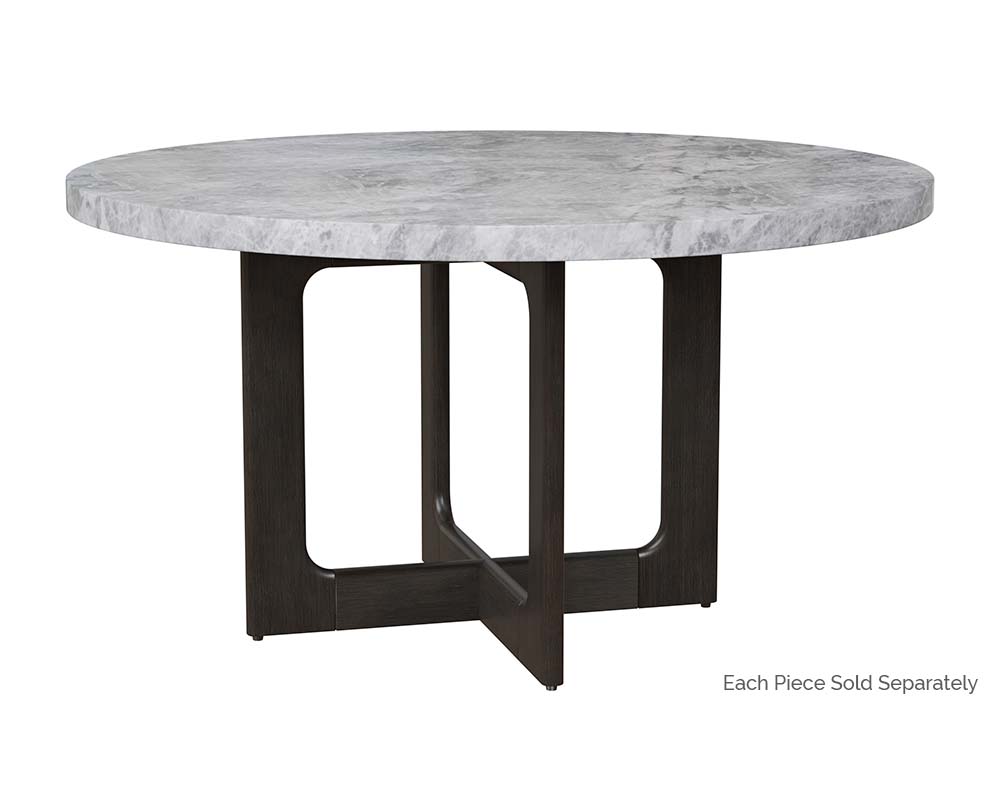 Sunpan Cypher Dining Table Base in Wood and Dark Brown / White Ceruse
