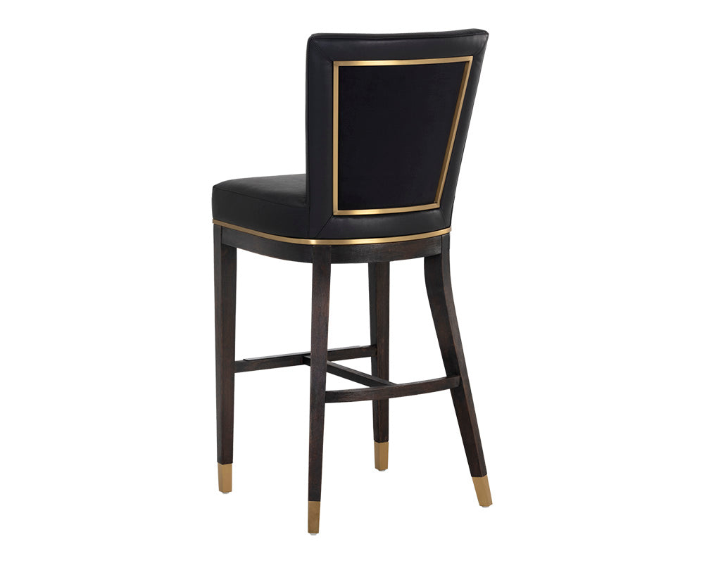 Sunpan Alister Barstool in Bravo Black and Abbington Black / Bravo Metal and Polo Club Stone