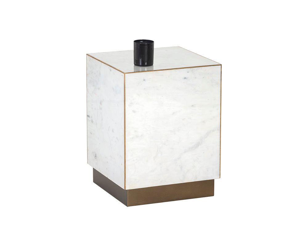 Sunpan Daines End Table in Grey / White Marble