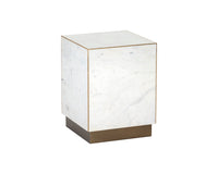Sunpan Daines End Table in Grey / White Marble