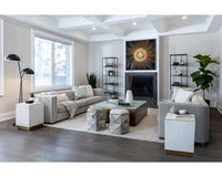 Sunpan Daines End Table in Grey / White Marble
