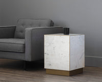 Sunpan Daines End Table in Grey / White Marble