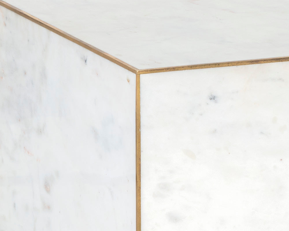 Sunpan Daines End Table in Grey / White Marble