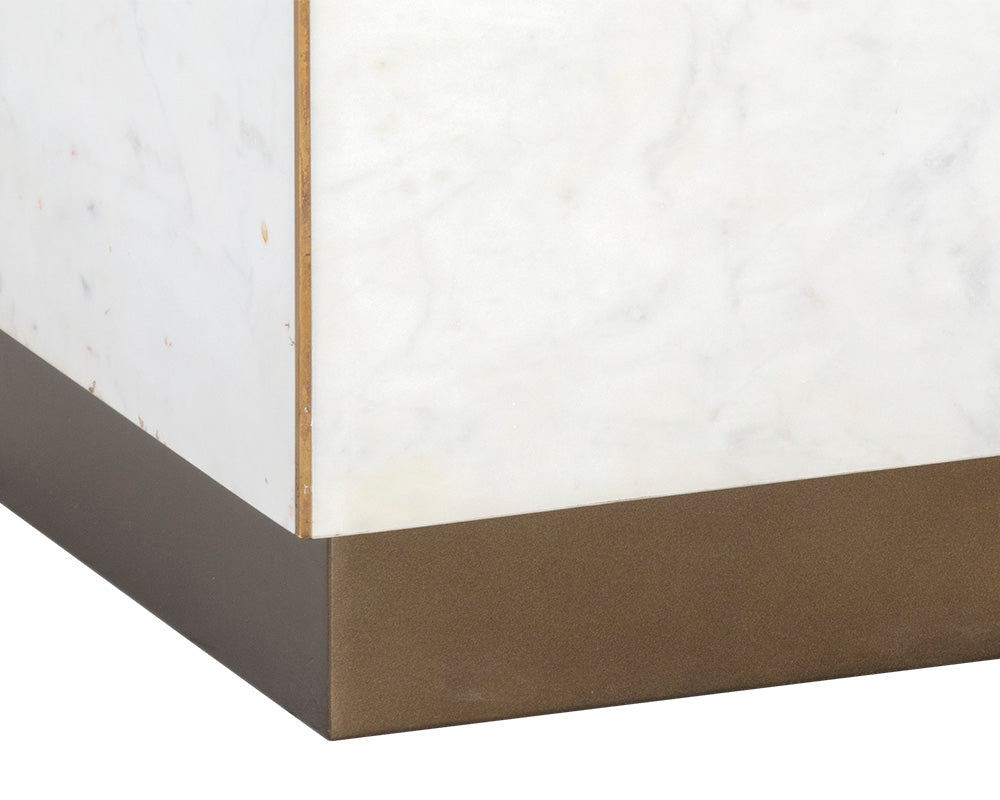 Sunpan Daines End Table in Grey / White Marble
