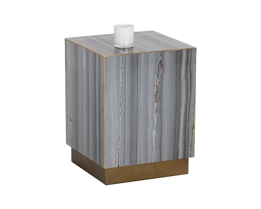 Sunpan Daines End Table in Grey / White Marble