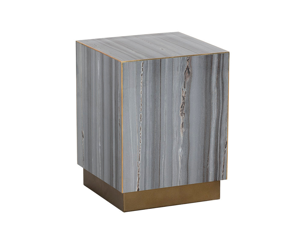 Sunpan Daines End Table in Grey / White Marble