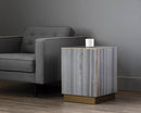 Sunpan Daines End Table in Grey / White Marble