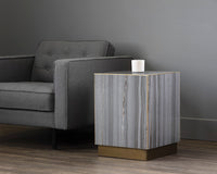 Sunpan Daines End Table in Grey / White Marble