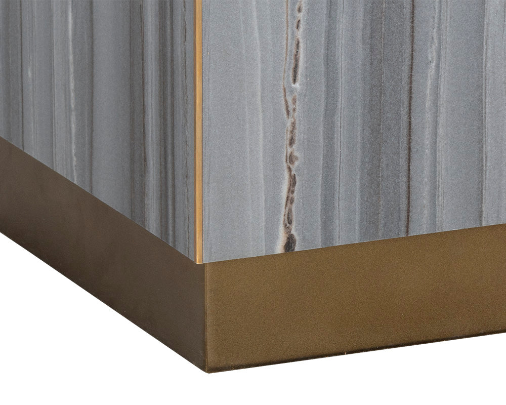 Sunpan Daines End Table in Grey / White Marble