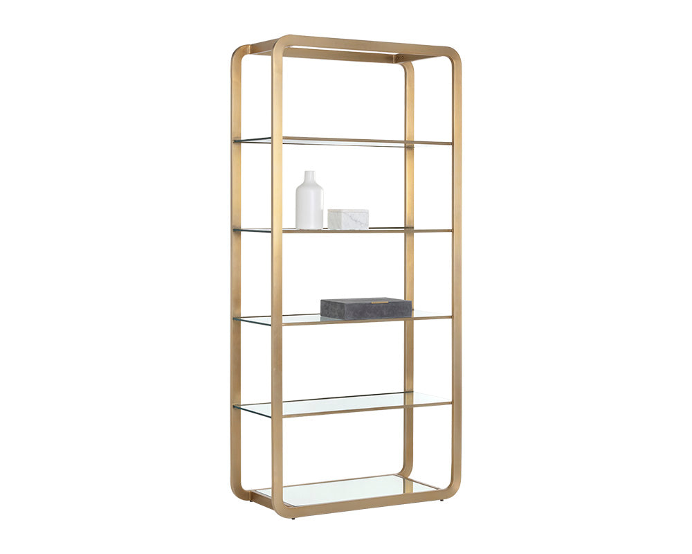 Sunpan Ambretta Bookcase in Black and Smoke Grey/Gold and Clear - Large