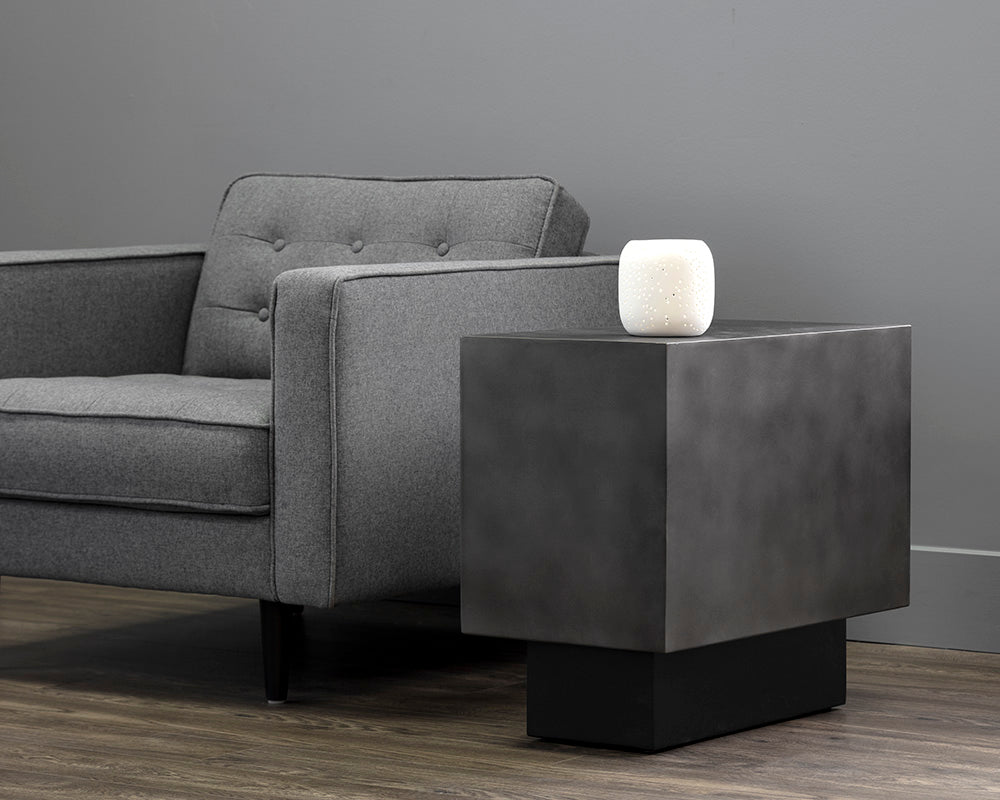 Sunpan Blakely End Table in Antique Brass / Gunmetal
