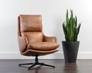 Sunpan Cardona Swivel Lounge Chair - Black/Gunmetal - Marseille Camel Leather