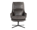 Sunpan Cardona Swivel Lounge Chair - Black/Gunmetal - Marseille Camel Leather