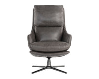 Sunpan Cardona Swivel Lounge Chair - Black/Gunmetal - Marseille Camel Leather