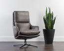 Sunpan Cardona Swivel Lounge Chair - Black/Gunmetal - Marseille Camel Leather