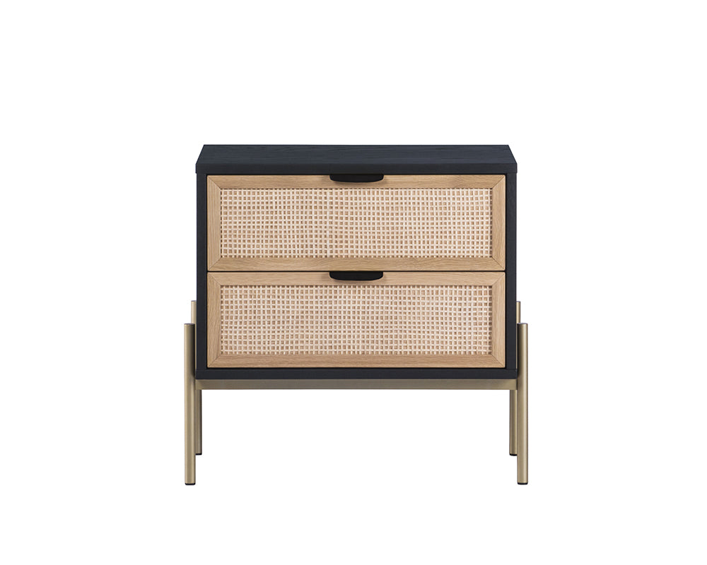 Sunpan Avida Nightstand in Champagne Gold and Cream/Black