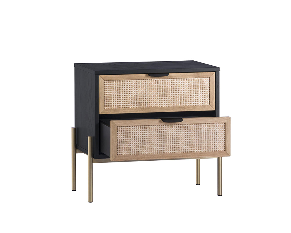Sunpan Avida Nightstand in Champagne Gold and Cream/Black