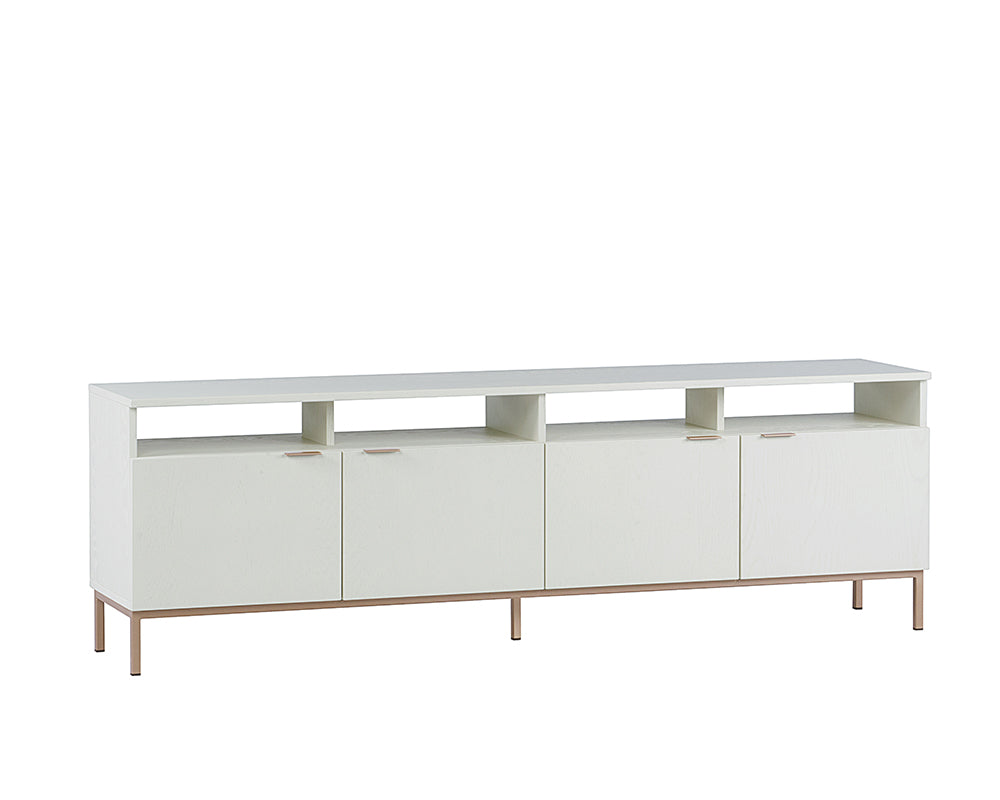 Sunpan Ambrose Modular Media Console in Cabinet in Champagne Gold And Cream/Rustic Oak and Black