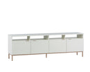 Sunpan Ambrose Modular Media Console in Cabinet in Champagne Gold And Cream/Rustic Oak and Black