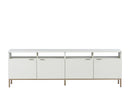 Sunpan Ambrose Modular Media Console in Cabinet in Champagne Gold And Cream/Rustic Oak and Black