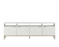 Sunpan Ambrose Modular Media Console in Cabinet in Champagne Gold And Cream/Rustic Oak and Black