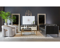 Sunpan Ambrose Modular Media Console in Cabinet in Champagne Gold And Cream/Rustic Oak and Black
