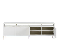 Sunpan Ambrose Modular Media Console in Cabinet in Champagne Gold And Cream/Rustic Oak and Black