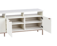 Sunpan Ambrose Modular Media Console in Cabinet in Champagne Gold And Cream/Rustic Oak and Black