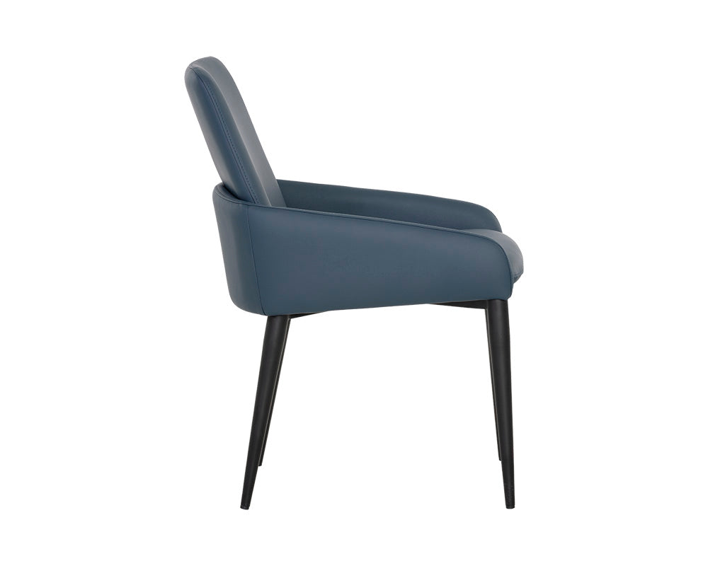 Sunpan Carlo Dining Armchair In Black And Dillon Thunder/Gold And Dillon Snow