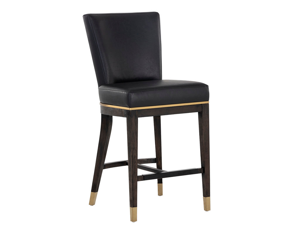 Sunpan Alister Counter Stool in Bravo Black and Abbington Black / Polo Club Stone