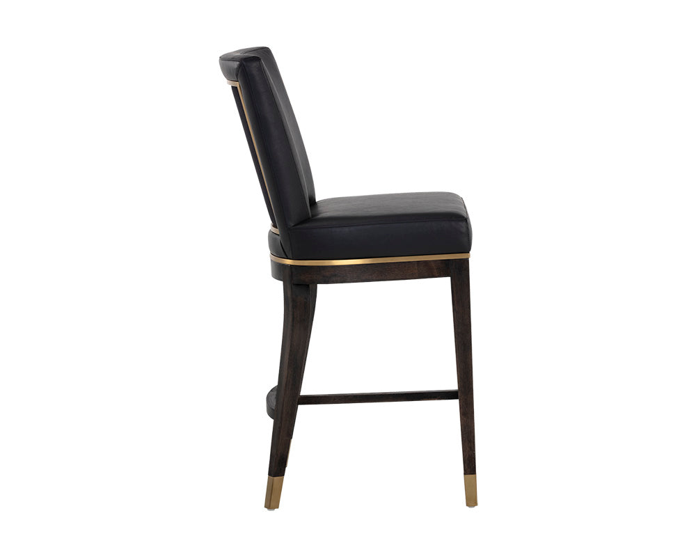 Sunpan Alister Counter Stool in Bravo Black and Abbington Black / Polo Club Stone