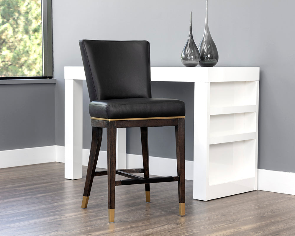 Sunpan Alister Counter Stool in Bravo Black and Abbington Black / Polo Club Stone