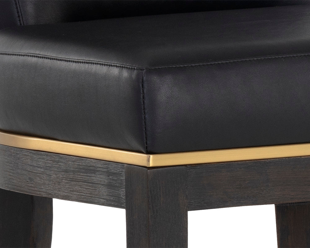 Sunpan Alister Counter Stool in Bravo Black and Abbington Black / Polo Club Stone