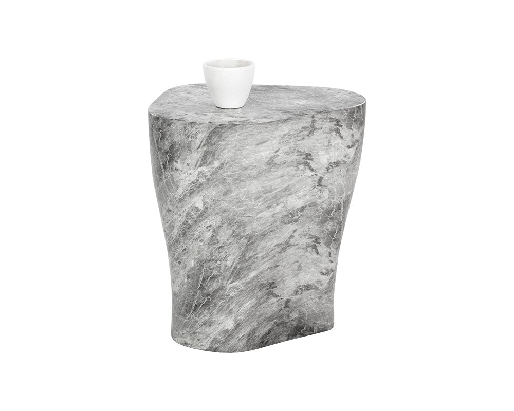 Sunpan Dali End Table In White/Marble Look And Grey - Small
