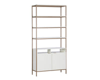 Sunpan Ambrose Modular Bookcase in Champagne Gold And Cream/Rustic Oak And Black - Large