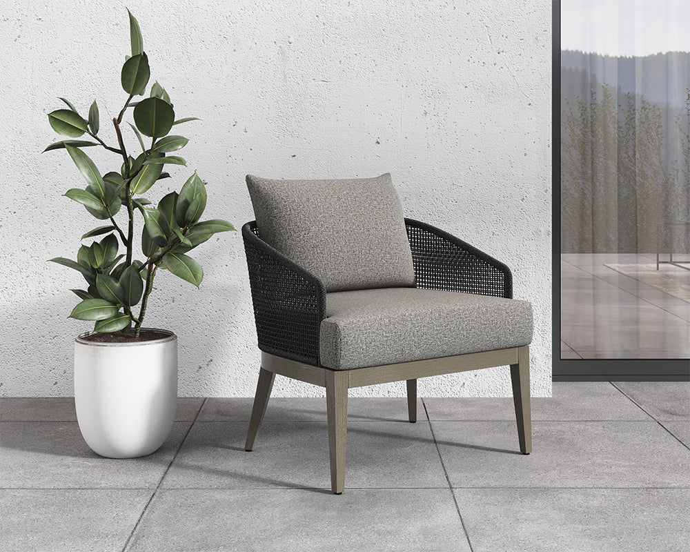 Sunpan Capri Lounge Chair in Natural and Gracebay Grey/Smoke Grey and Copacabana Marble / Drift Brown