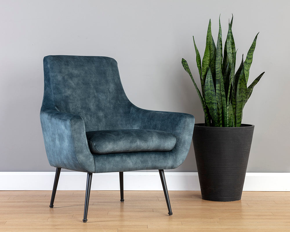 Sunpan Aletta Lounge Chair in Nono Petrol/Tapenade Gold