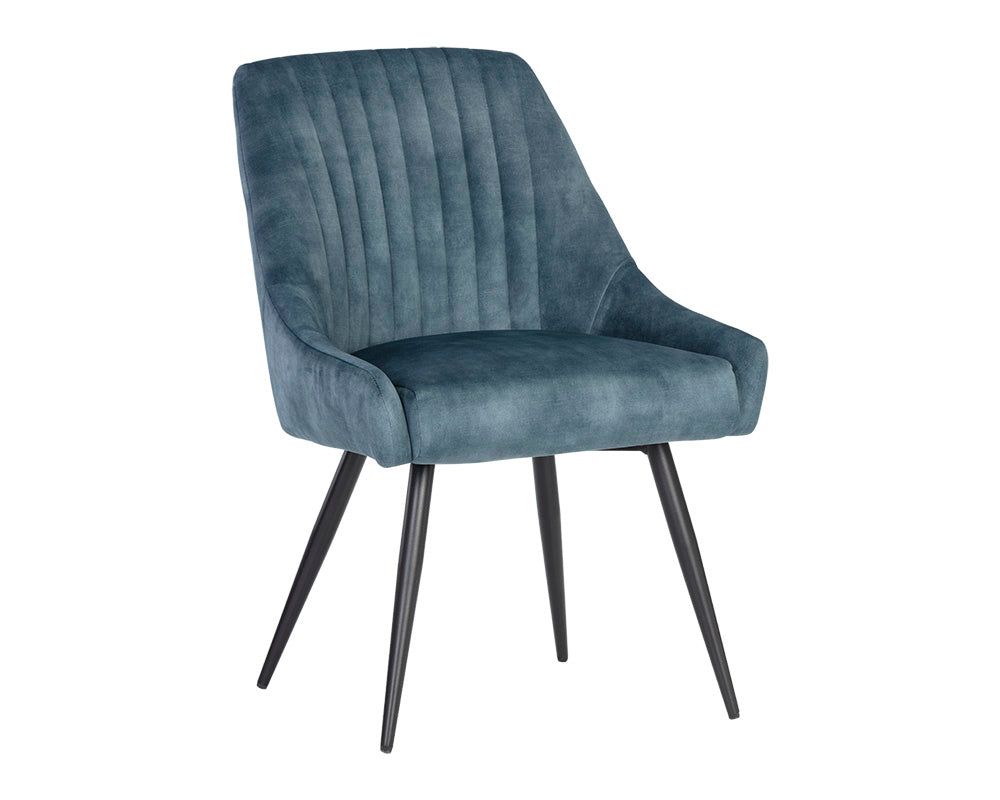 Sunpan Chardon Dining Chair In Nono Petrol/Shitake/Tapenade Gold