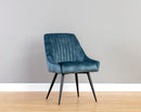 Sunpan Chardon Dining Chair In Nono Petrol/Shitake/Tapenade Gold